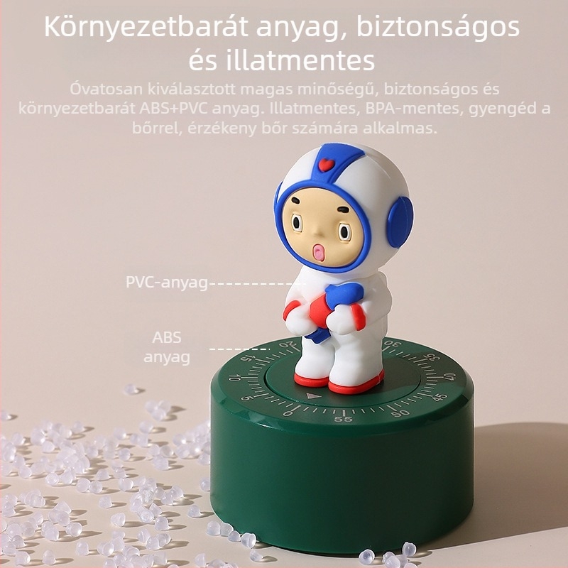 Rajzfilm időmérő elektronikus mozgatással, mutató kijelzővel, PVC puha gumi + ABS burkolattal, testreszabható logó, alkalmas nappalira, hálószobára, dolgozószobára, irodára és konyhára