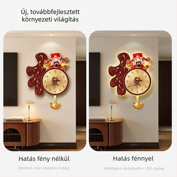 Bőség Istene nappali falióra, 2026 új kreatív fénylő, csendes, kör alakú