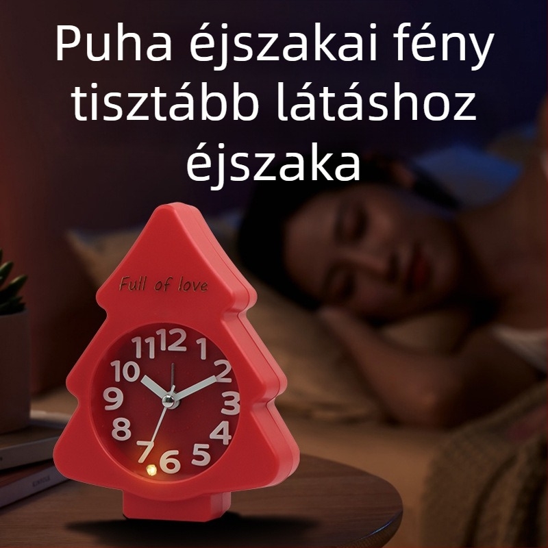 Seiko mozgású ébresztőóra, csendes járású, elemről működő, LED és analóg kijelző, műanyag ház