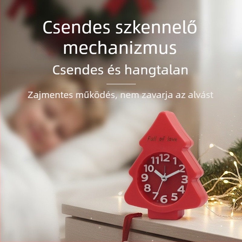 Seiko mozgású ébresztőóra, csendes járású, elemről működő, LED és analóg kijelző, műanyag ház