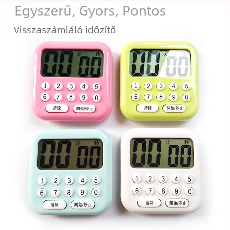 BK752 elektronikus konyhai időzítő LCD kijelzővel, négyszögletes alak, műanyag ház, elemről működik, elektronikus mozgás (LCD kijelző; elektronikus mozgás; műanyag ház; elemről működik; négyszögletes alak)