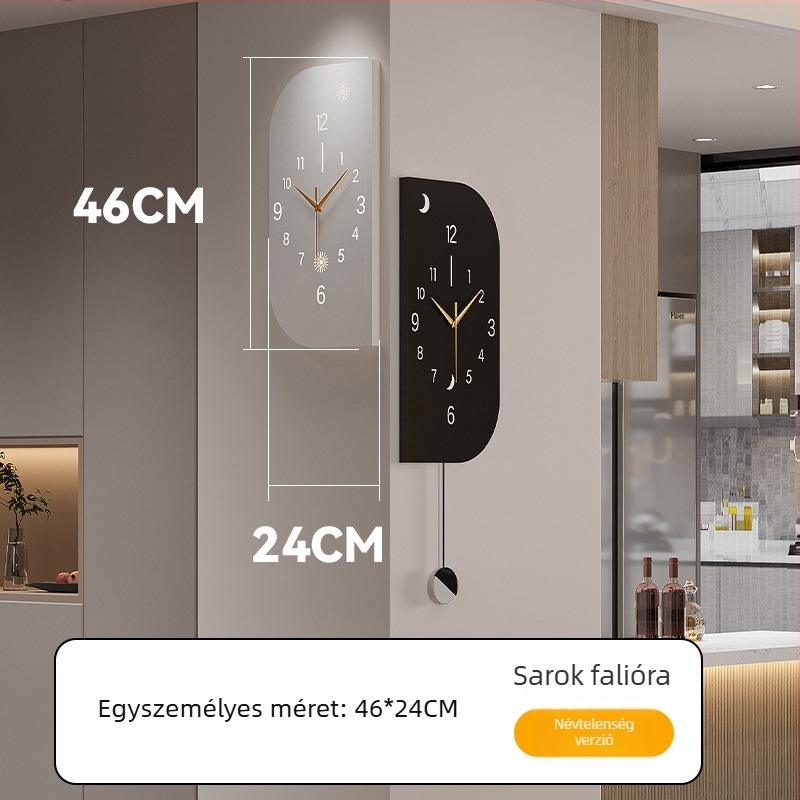 Modern sarokfalióra kettős oldalú kijelzővel, Seiko mozgás (Mingmu), akkumulátoros működés, fém ház és fém számlap