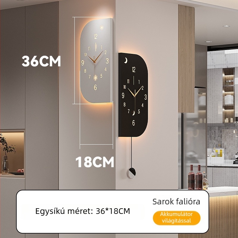 Modern sarokfalióra kettős oldalú kijelzővel, Seiko mozgás (Mingmu), akkumulátoros működés, fém ház és fém számlap