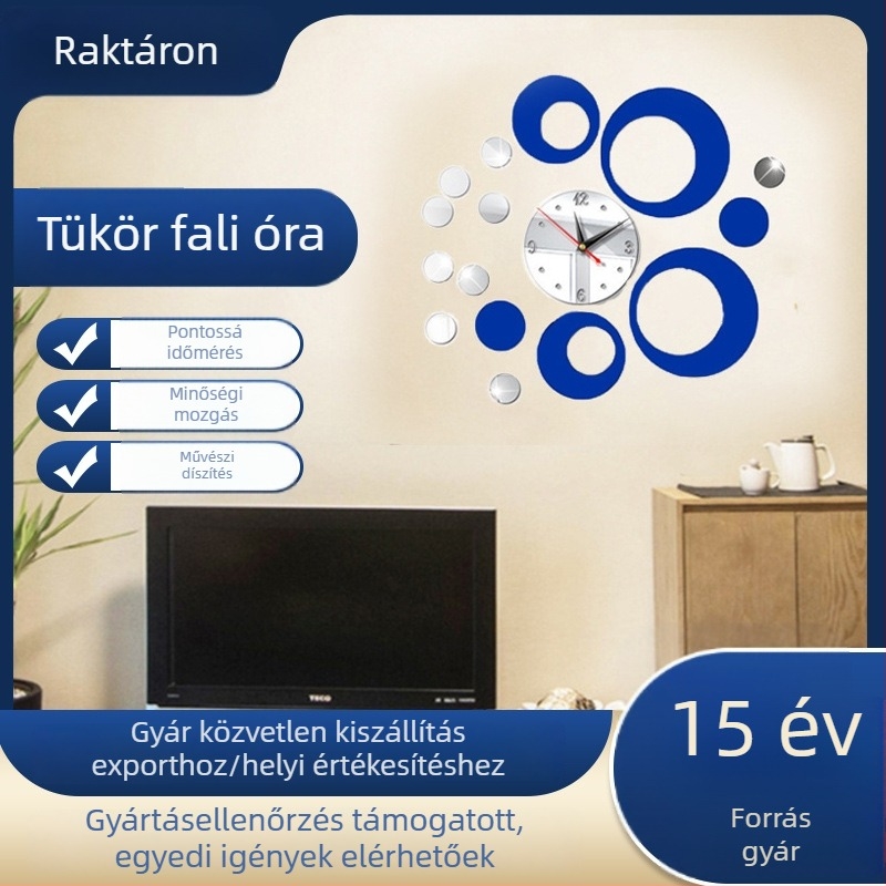Fali óra Seiko 5168S mozgással, kör alakú műanyag tok, organikus üveg számlap, plexi tükör és LED számkijelző