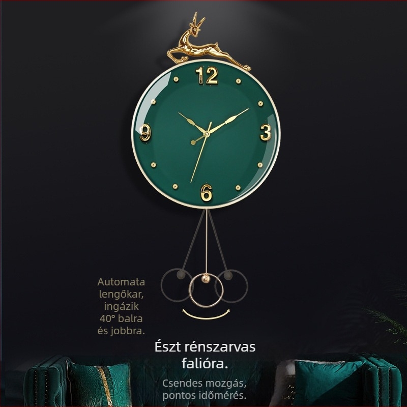 Őzfej falióra – modern design, egyoldalas, akkumulátorral működik, kvarc mozgás Santai, plexiglas tükör, műanyag ház