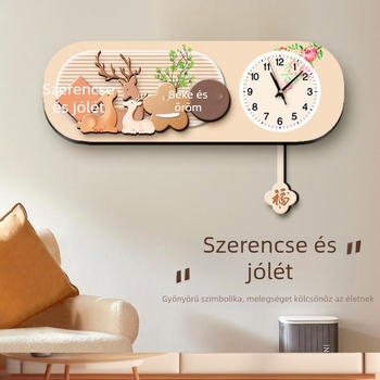 Nappali falióra, minimalistán modern dizájn, szarvas motívum, friss, magas minőségű dekoratív óra, fúrás nélküli szerelés, csendes járás