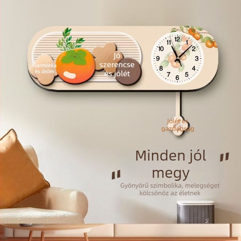 Nappali falióra, minimalistán modern dizájn, szarvas motívum, friss, magas minőségű dekoratív óra, fúrás nélküli szerelés, csendes járás