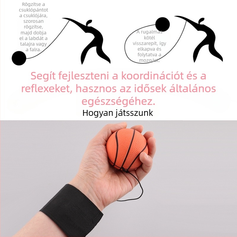 Csuklógyűrűs labda kéz–szem koordinációs edzéséhez, gumiból készült rugalmas labda, kaucsukmaggal, 2023-as megjelenés