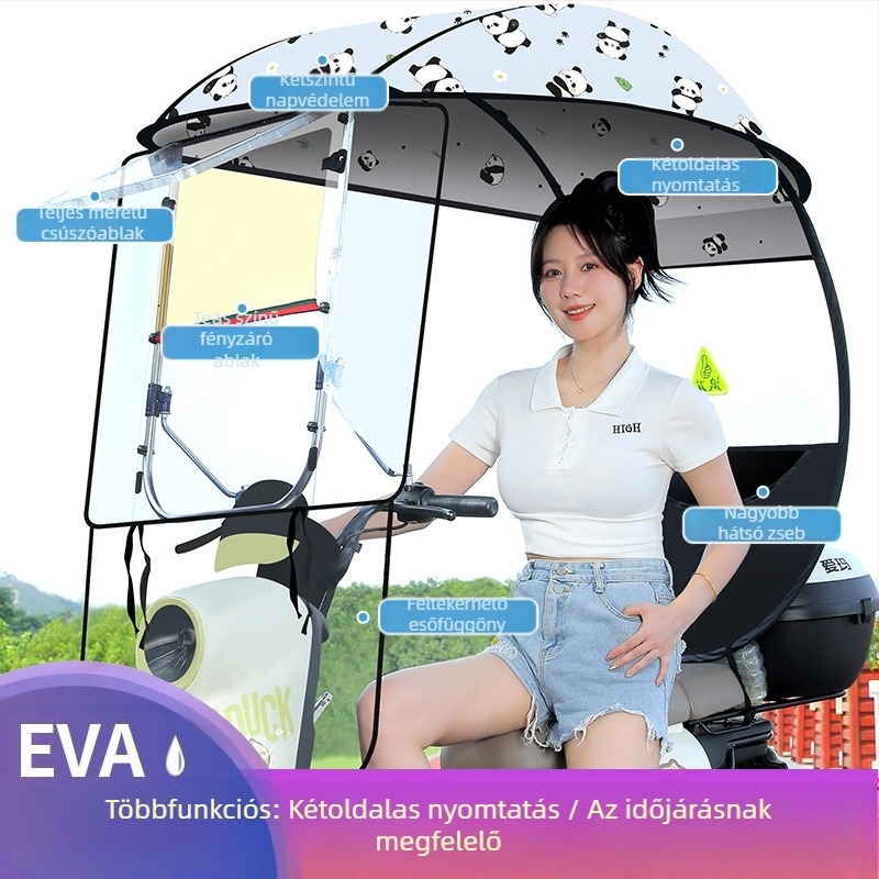 Langlong elektromos jármű esővédő napernyő – szélálló és esőálló, UPF>40, 210T anyag, középrúd rostból, kézi nyitás, tömeg 2,8 kg