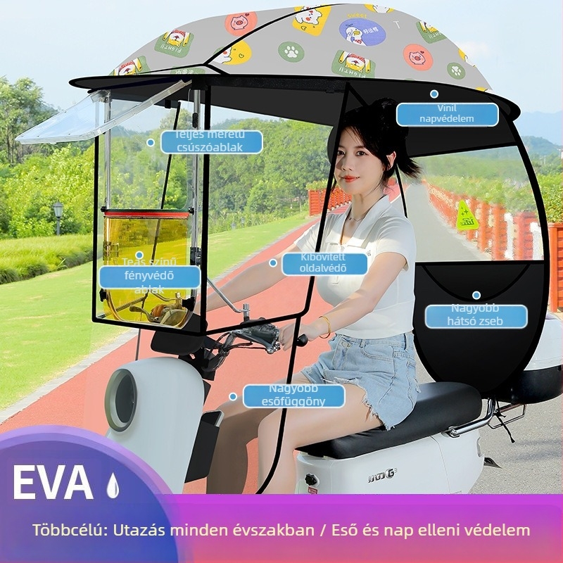 Langlong elektromos jármű esővédő napernyő – szélálló és esőálló, UPF>40, 210T anyag, középrúd rostból, kézi nyitás, tömeg 2,8 kg