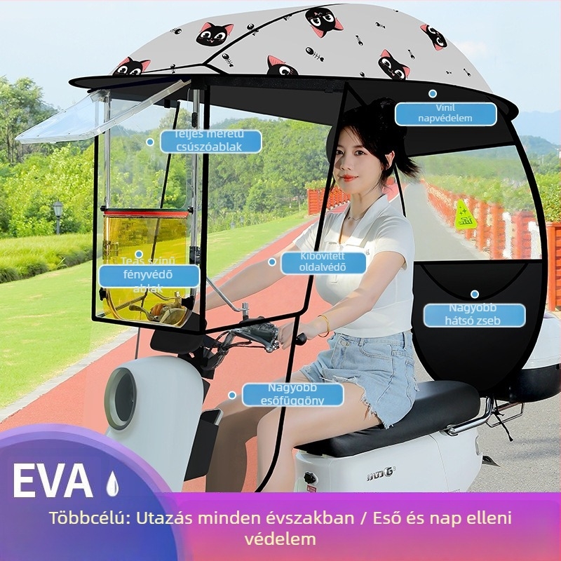 Langlong elektromos jármű esővédő napernyő – szélálló és esőálló, UPF>40, 210T anyag, középrúd rostból, kézi nyitás, tömeg 2,8 kg