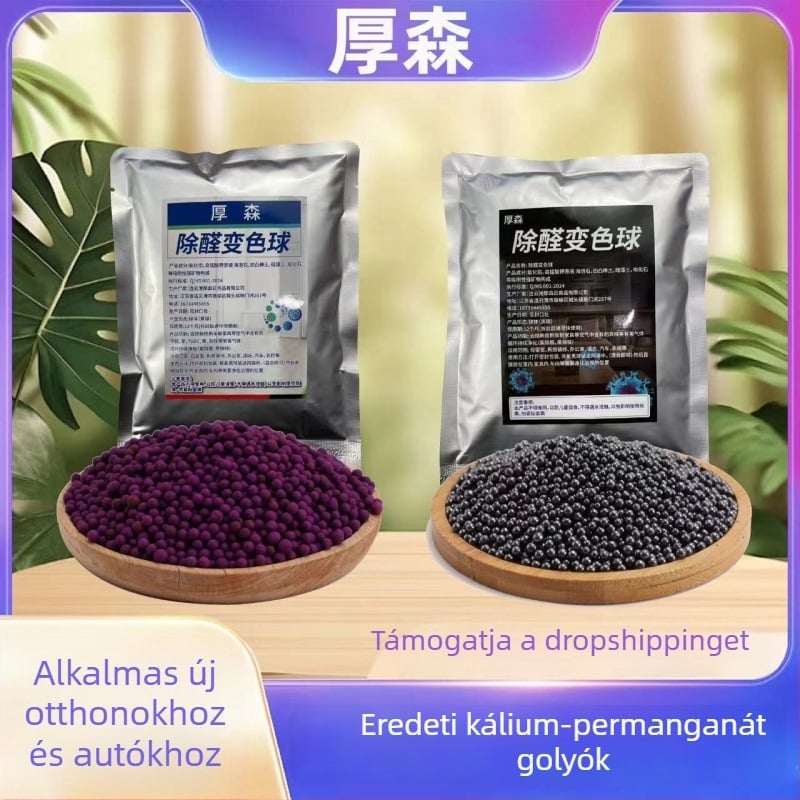 Kálium-permanganát levegőtisztító gömb nano ásványi kristályokkal, 1 kg, illatmentes, formaldehid és benzol eltávolítása
