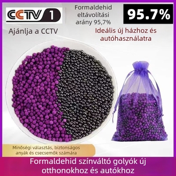 Kálium-permanganát golyó — nano ásványi kristályok a formaldehid eltávolítására, bambuszszén zacskó, 1 kg