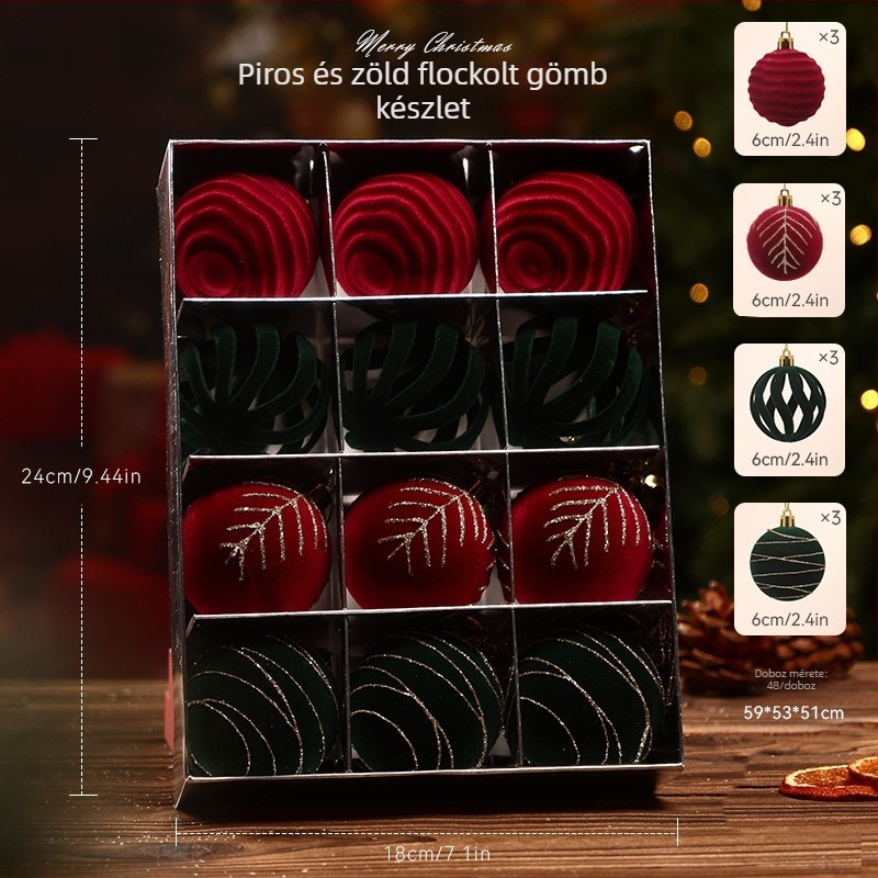 Karácsonyfadíszek, flockált bevonattal, öntvény kivitel, márka: Other