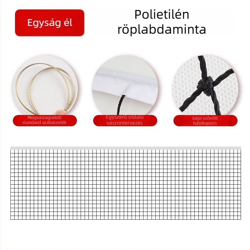 Röplabdaháló standard versenyre, vastag súlyozott váz, Chenhong, anyag poliészter/PE