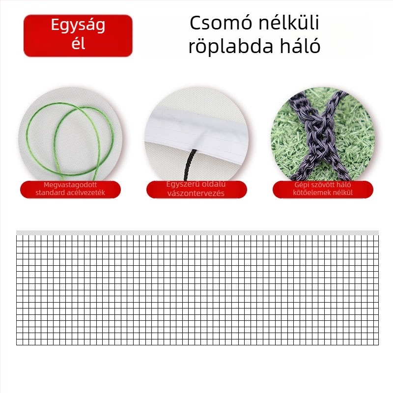 Röplabdaháló standard versenyre, vastag súlyozott váz, Chenhong, anyag poliészter/PE