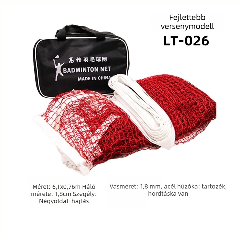 Liansheng tollaslabda háló, standard versenynélk nylonból és poliészterből; Termékkategória: tollaslabda háló; Alkalmazási területek: asztalitenisz; Engedélyezett magánmárkák: Igen