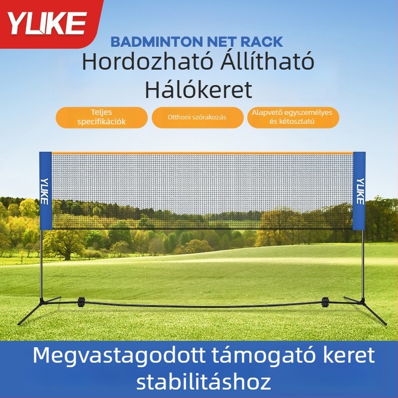 Badminton hálókeret, összecsukható, hordozható belső és kültéri használatra, nylon anyag, márka Yuke, termékkód YPWJ