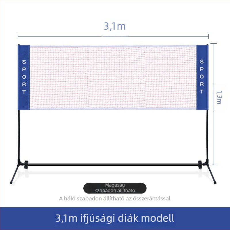 Hordozható tollaslabda hálóváz - összecsukható beltérre és kültérre, standard háló, testreszabás elérhető