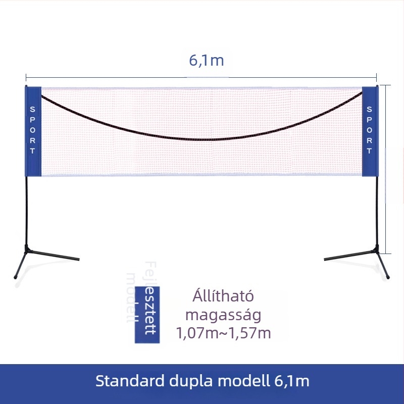 Hordozható tollaslabda hálóváz - összecsukható beltérre és kültérre, standard háló, testreszabás elérhető