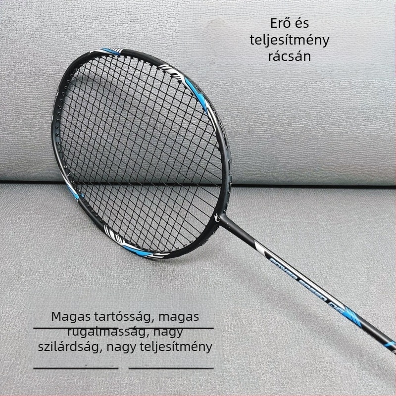 Badminton ütő – ultrakönnyű, teljes szénszálas keret, tömeg 95–100 g, fogantyú G1, keret enyhén keményebb, alkalmas amatőr edzésekre és versenyekre