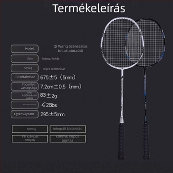 Badminton ütő teljes karbon szálas váz, 75–79 g, extra puha érzet, edzésre