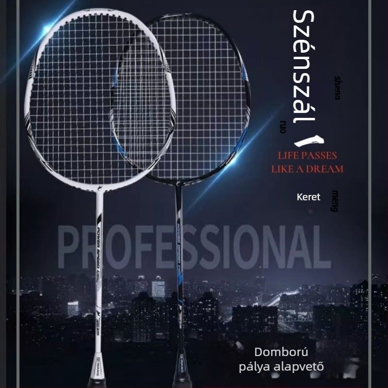 Badminton ütő teljes karbon szálas váz, 75–79 g, extra puha érzet, edzésre