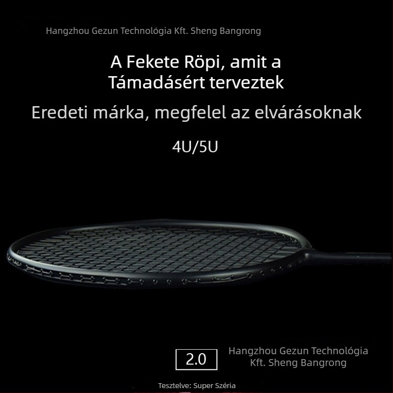 Acél keretű teniszütő, nylon húrozás, tömege 75–79 g, közepes keménységű, edzésre alkalmas