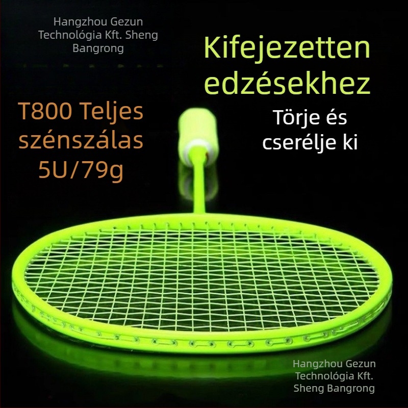 Acél keretű teniszütő, nylon húrozás, tömege 75–79 g, közepes keménységű, edzésre alkalmas