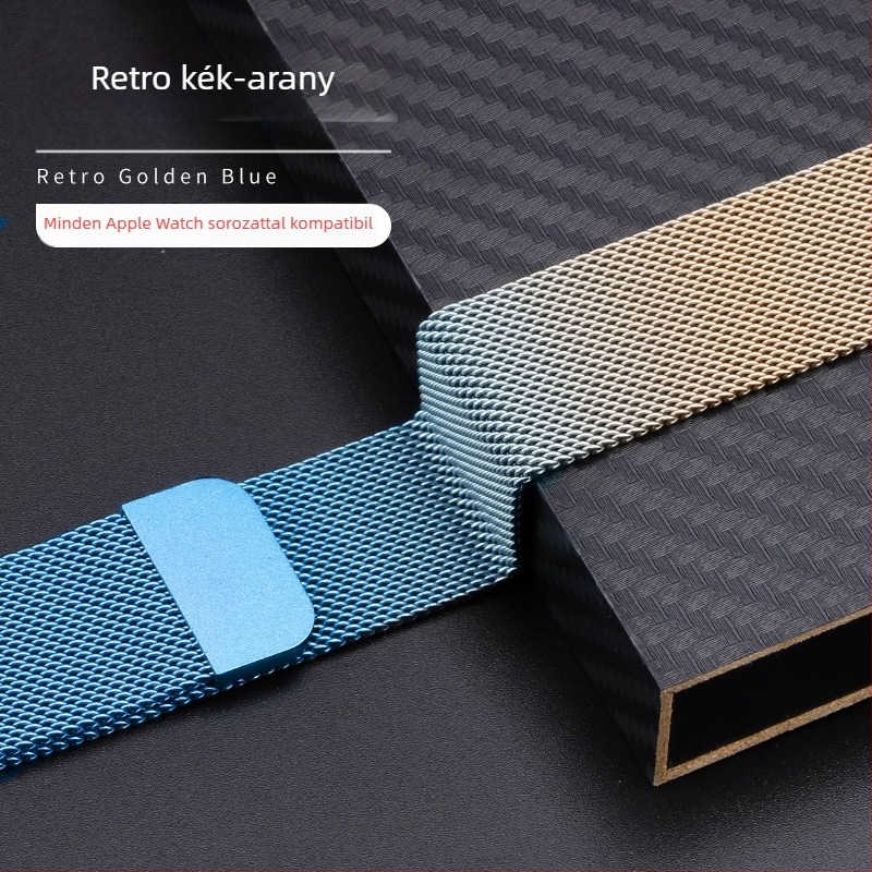 Rozsdamentes acél Milánói mágneses szíj az Apple Watch S8-hoz — speciális testreszabott interfész, 30 g