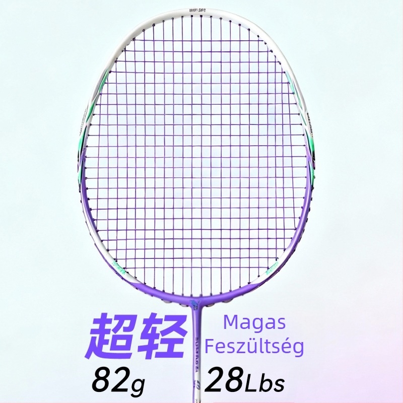 Badminton ütő - professzionális támadó, teljes szénszálas keret, súly 80-84 g, közepes merevség