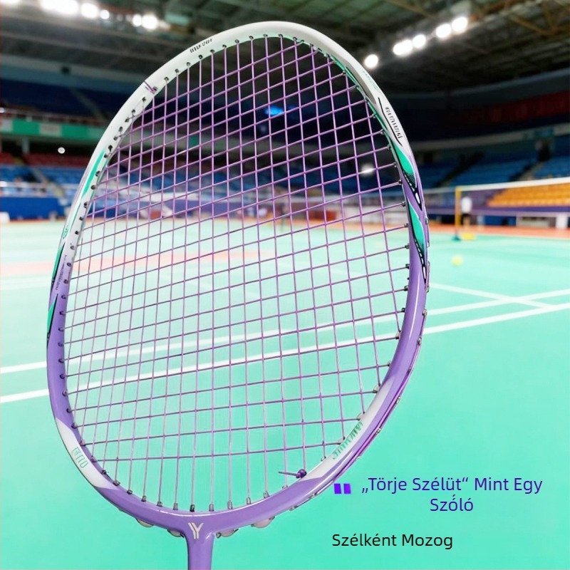 Badminton ütő - professzionális támadó, teljes szénszálas keret, súly 80-84 g, közepes merevség