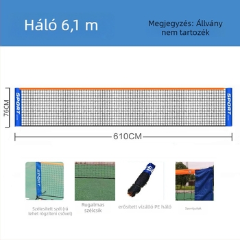 Tenisz- és tollaslabda hálóoszlop – összecsukható, otthoni és kültéri használatra, anyag poliészter PE