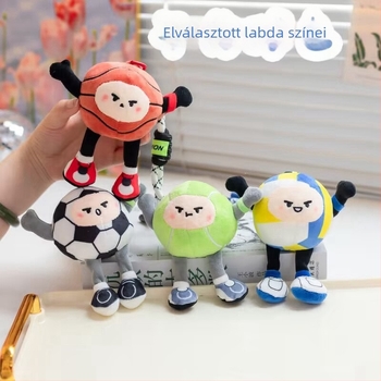 Cartoon plüss kulcstartó futball témával — forgó csirke figura és dinoszaurusz, egyenként csomagolva
