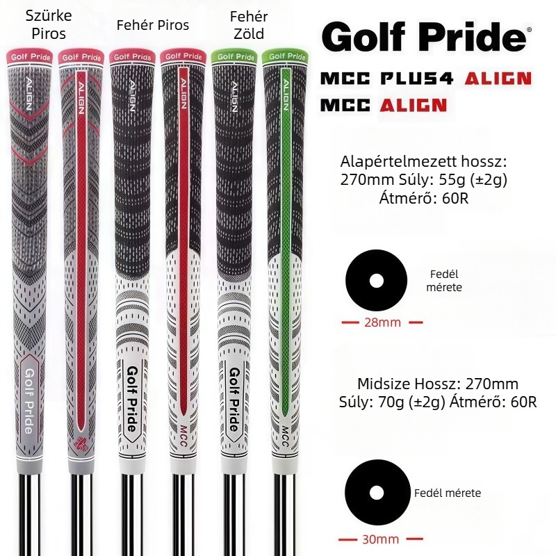 MCC Plus 4 Align golfütő markolat hátsó vonallal, pamut-gumi, csúszásmentes, uniszex