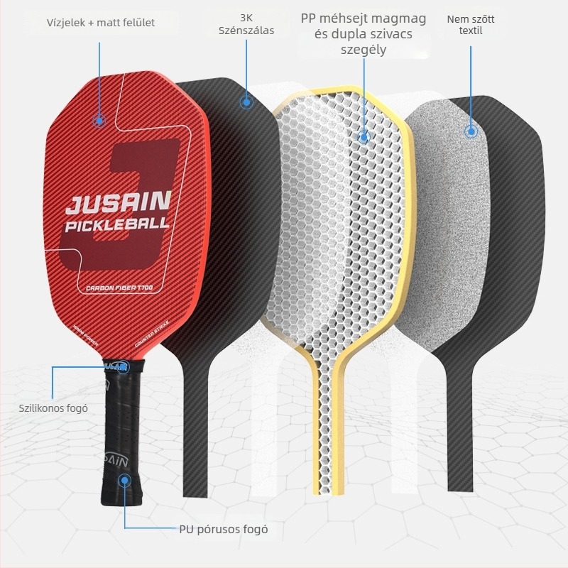 Jusian karbon szálas pickleball ütő, tömeg 225 g