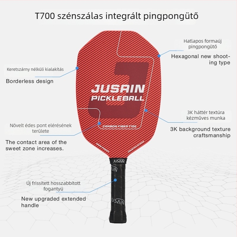 Jusian karbon szálas pickleball ütő, tömeg 225 g