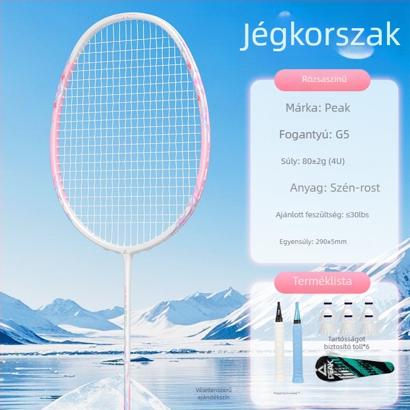 Peak tollasütő, keret anyaga szénszál, tömeg 80–84 g, markolat vastagsága G5, univerzális játékstílus