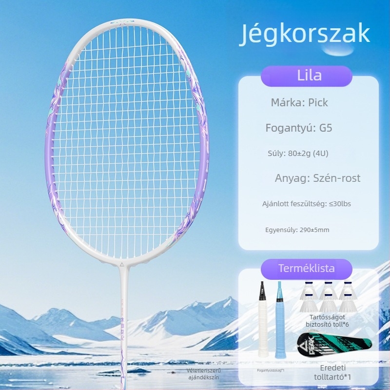 Peak tollasütő, keret anyaga szénszál, tömeg 80–84 g, markolat vastagsága G5, univerzális játékstílus