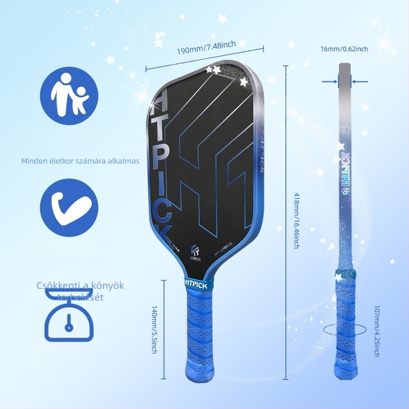 Pickleball ütő, T700 szénszál, texturált matt felület, 235 g, Htpick márka, professzionális osztály