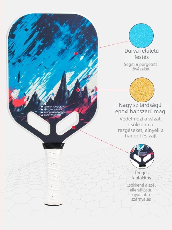 Forró préselésű szénszálas pickleball ütő készlet, PP méhsejtmaggal, T700, matt felület