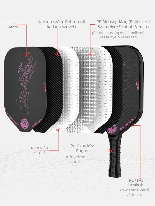 Jusian Pickleball ütő, szénszálas, 230 g