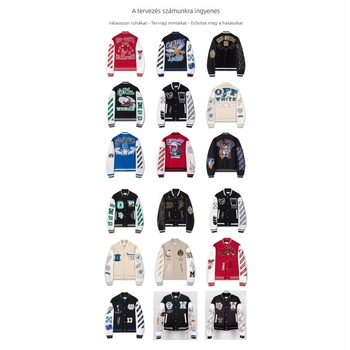 Baseball dzseki magas galléval, egyrészes záródás, hímzett embléma, vastag poliészter anyag és bélés, őszi viselet