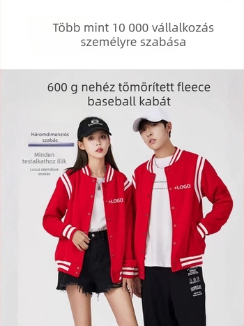 Kardigán-stílusú munkás dzseki fleece béléssel, hosszú ujjú, laza szabás, 100% poliészter, logó nyomtatás