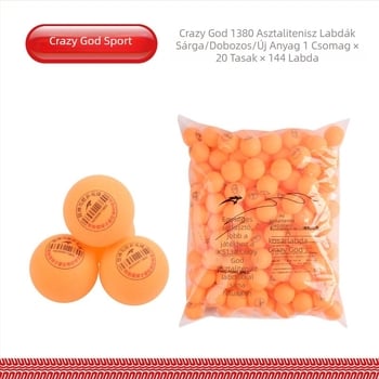 Asztalitenisz-labdák gépekhez – Crazy God, PP anyag, 3 csillagos, magas rugalmasságú, 144 darabos készlet