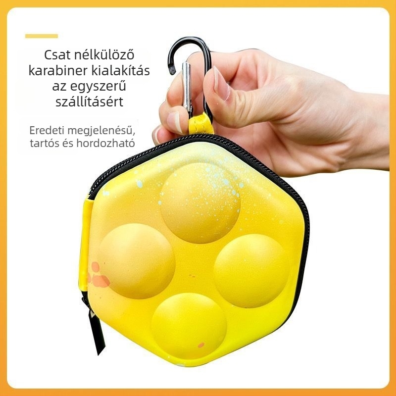 Ping-pong labdák doboza, kemény burkolat, 4 darabos készlet, hordozható és stílusos, PP anyag.