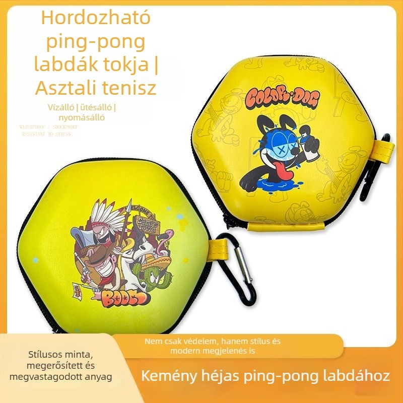 Ping-pong labdák doboza, kemény burkolat, 4 darabos készlet, hordozható és stílusos, PP anyag.