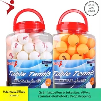 Regail asztalitenisz labdák – 60 darabos hordócsomag, ABS anyag, nyomtatott logó, licencelt magáncímke, edzés és verseny céljára