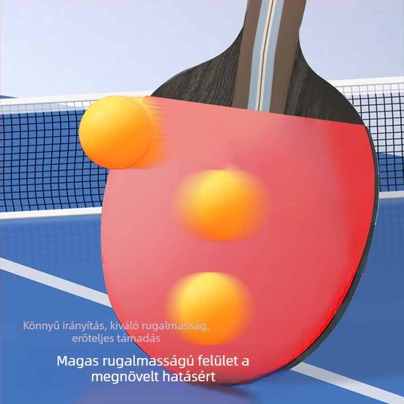 Asztalitenisz ütőfaanyagból, dupla oldalas bevonattal, szénszálas alsó réteg, ragasztó típusú gumi, közvetlen ütés, testreszabás elérhető