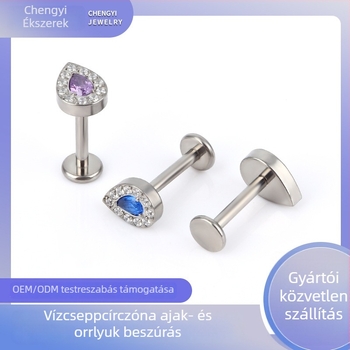 Orrpiercing — csepp alakú, titánötvözet, cirkóniabevonat, aranyozott